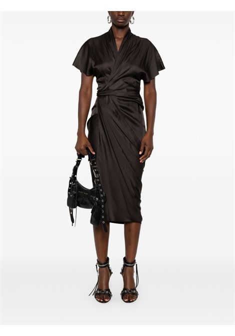 Black tie-fastening satin wrap dress Rick Owens - women RICK OWENS | RP02D3542SCH78